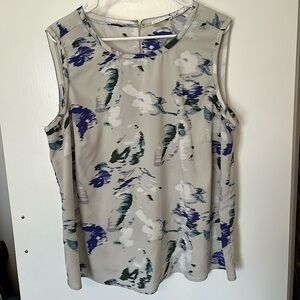 DALIA 1X Gray and Purple Floral Sleeveless Blouse